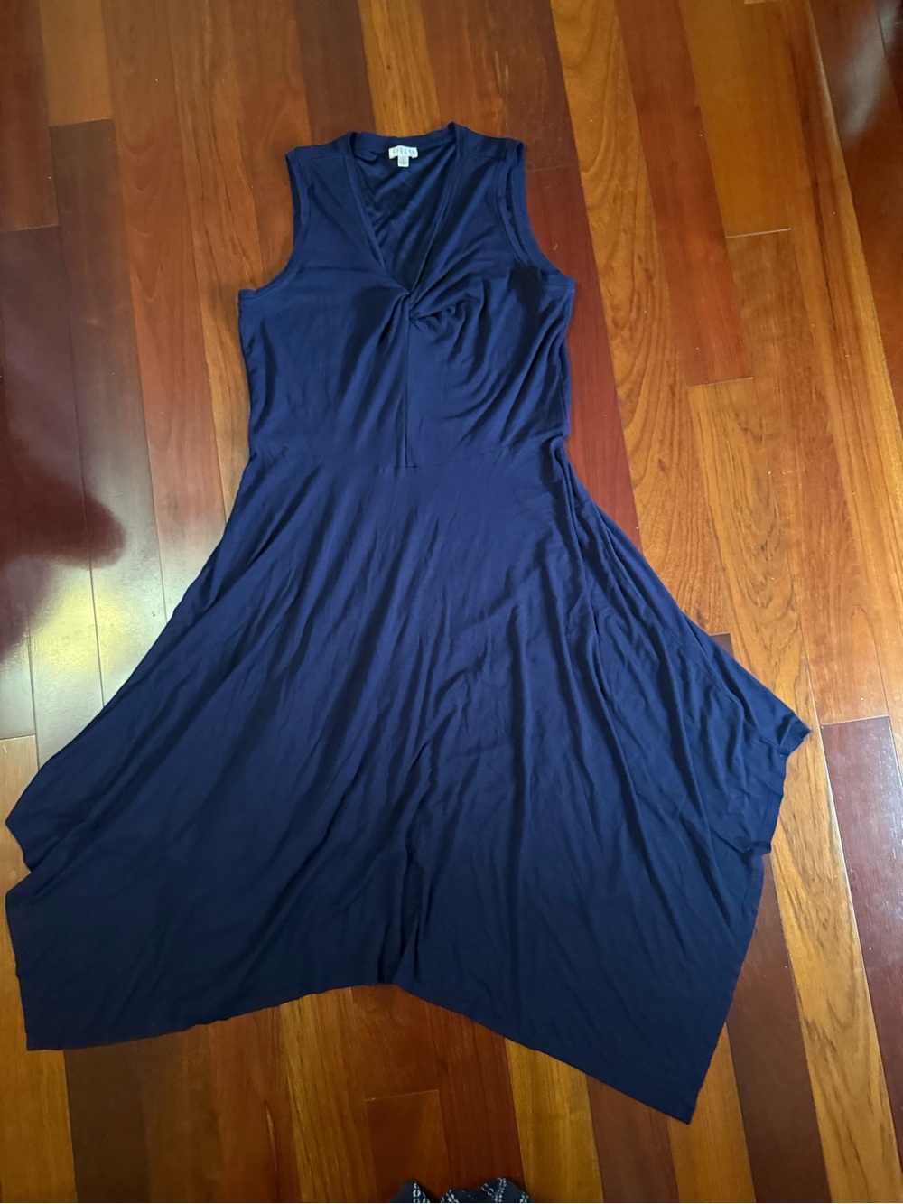 Spense Navy Twist-Front Midi Dress